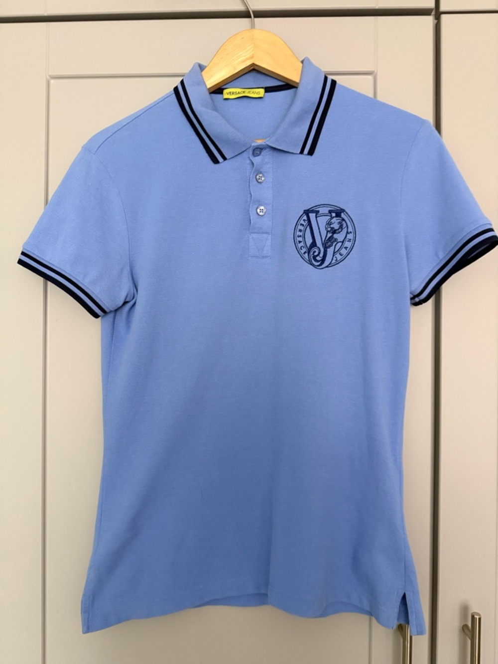 Versace Jeans Collection Sky Blue Polo with Black Trim